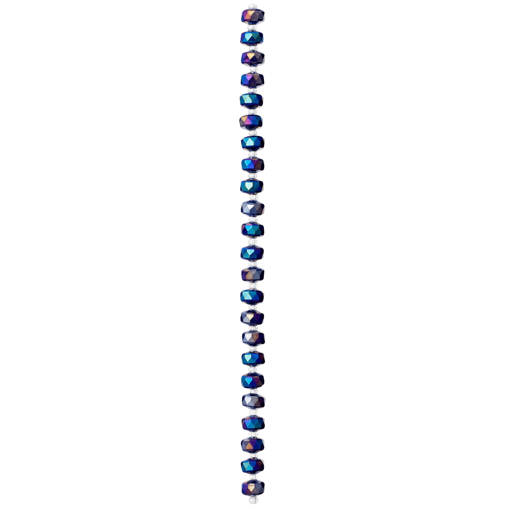 8mm Silverite Blue Faceted Glass Rondelle Beads by Bead Landing™